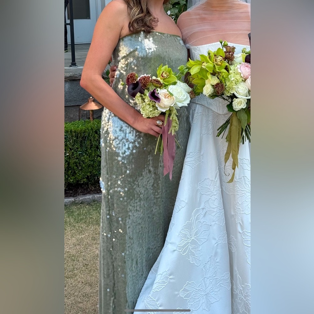 STAUD Olive Moss Green Sequin Dress